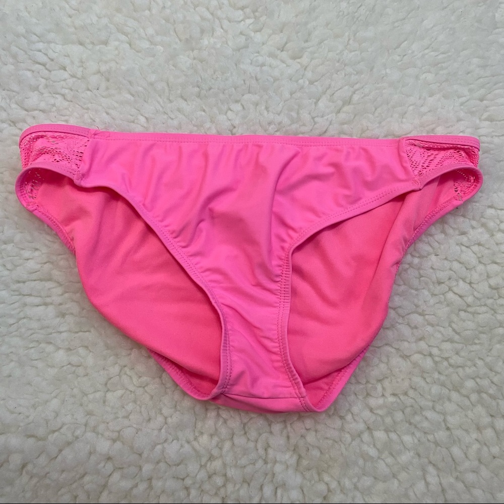 Breaking Waves Size XL Pink Crochet Side Hipster Bikini Bottoms